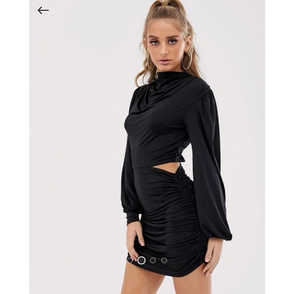 ASOS Dresses & Skirts - ASOS Drape Cowl Mini Dress Tie Open Back Cutout Black 2